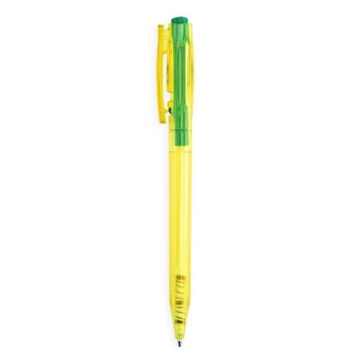 CANETA PLÁSTICA TRANSLUCIDA SPX-06161T-AMA/VD NA COR AMARELO