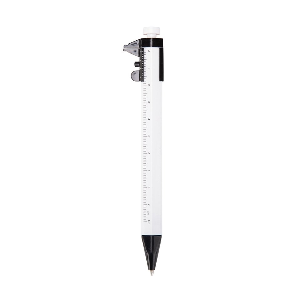 CANETA PLÁSTICA PAQUIMETRO SPX-09254-BCO/PRE NA COR BRANCO