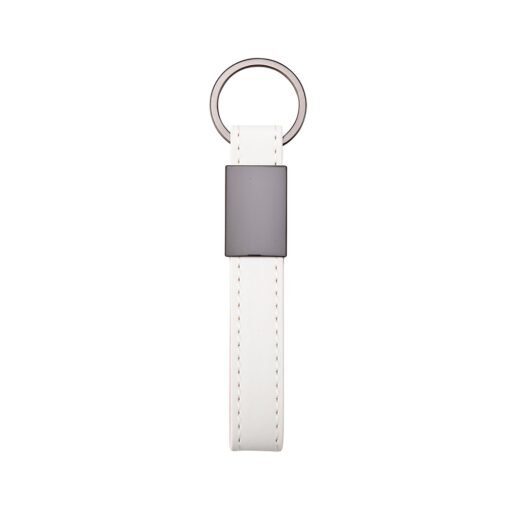 CHAVEIRO METAL COM COURO SINTÉTICO SPX-19149-BCO NA COR BRANCO