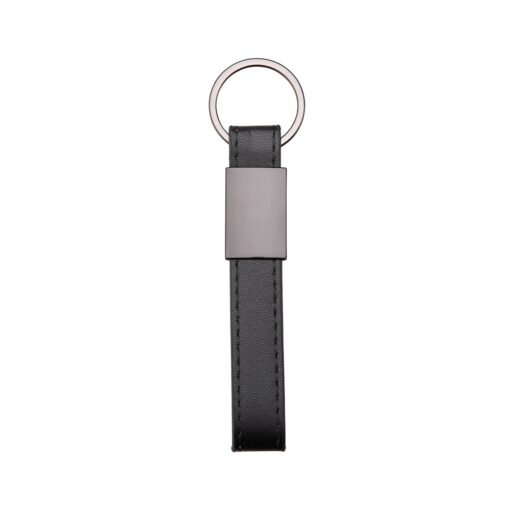 CHAVEIRO METAL COM COURO SINTÉTICO SPX-19149-PRE NA COR PRETO