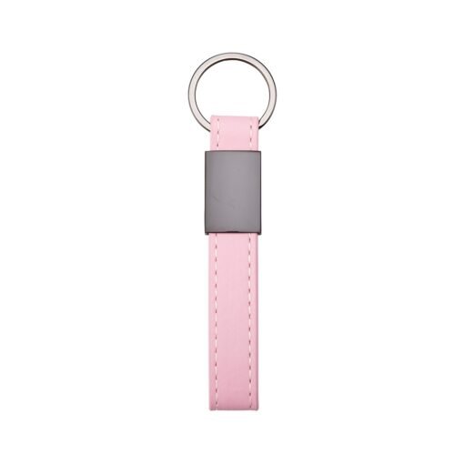 CHAVEIRO METAL COM COURO SINTÉTICO SPX-19149-ROS NA COR ROSA