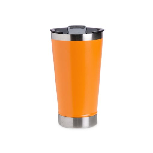 Copo Personalizado Inox 500Ml Com Abridor na cor laranja