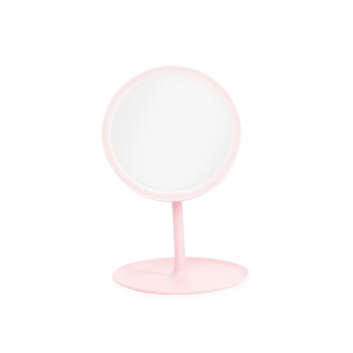 Espelho De Mesa Plástico Com LED | Brinde Personalizado na cor rosa