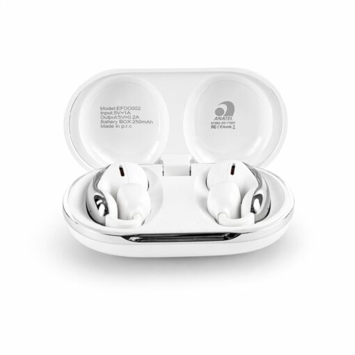 Fone Promocional De Ouvido Bluetooth Com Case Carregador na cor branco