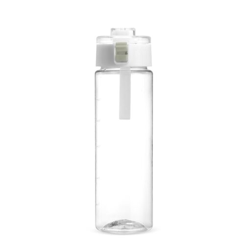Garrafa Promocional Plástica 750Ml - transparente com detalhes em branco