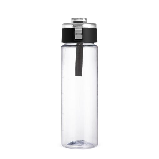 Garrafa Personalizada Plástica 750Ml - transparente com detalhes em preto