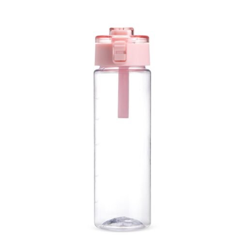 Garrafa Para Brindes Plástica 750Ml - transparente com detalhes em rosa