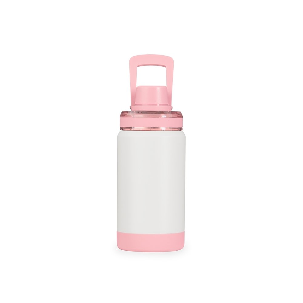 Garrafa Personalizada Inox 400Ml - Branco/Rosa