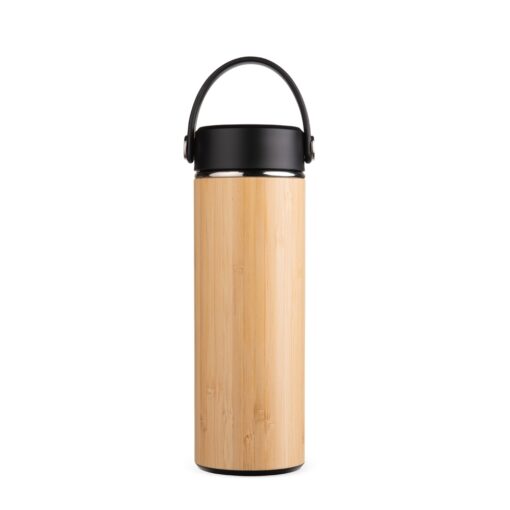 Garrafa Personalizada Bambu 400Ml - Bambu/Preto