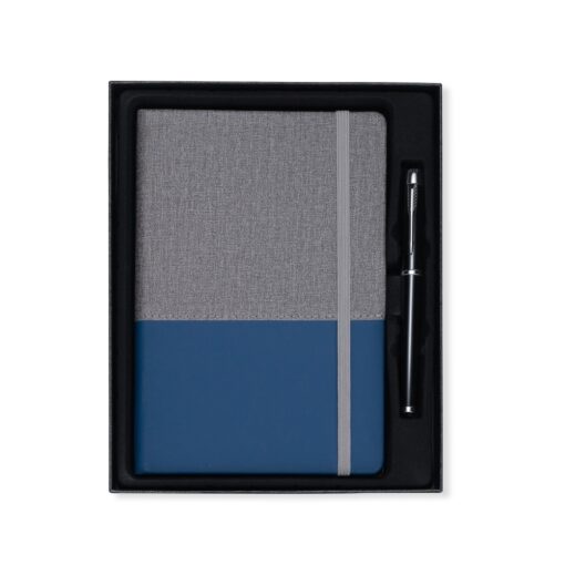 Kit Executivo Personalizado Metálica - Azul/Cinza