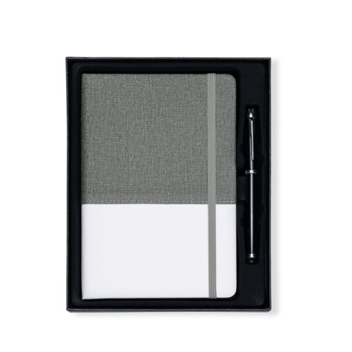 Kit Executivo Personalizado Metálica - Branco/Cinza
