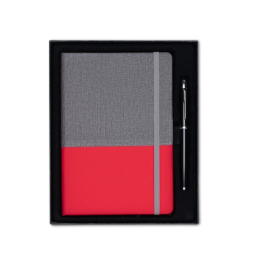Kit Executivo Personalizado Metálica - Vermelho/Cinza
