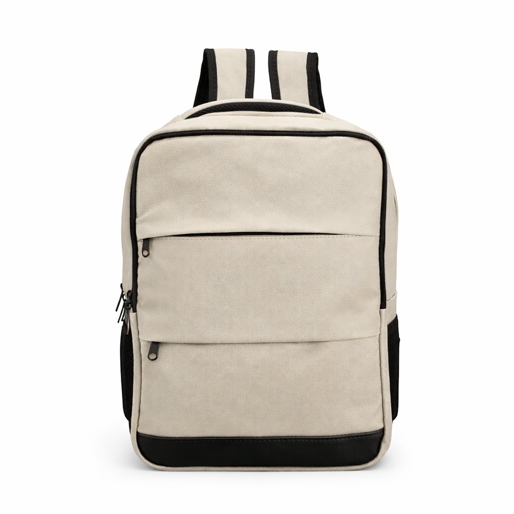 MOCHILA COURO SINTÉTICO 20L SPX-15386-BEG/PRE NA COR BEGE
