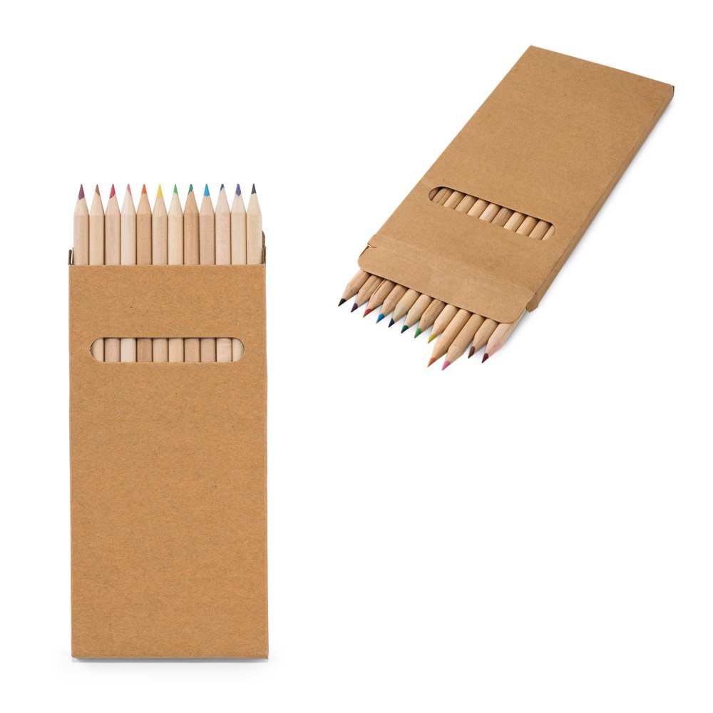 Caixa de cartão com 12 lápis de cor SP-51746-160 na cor Natural