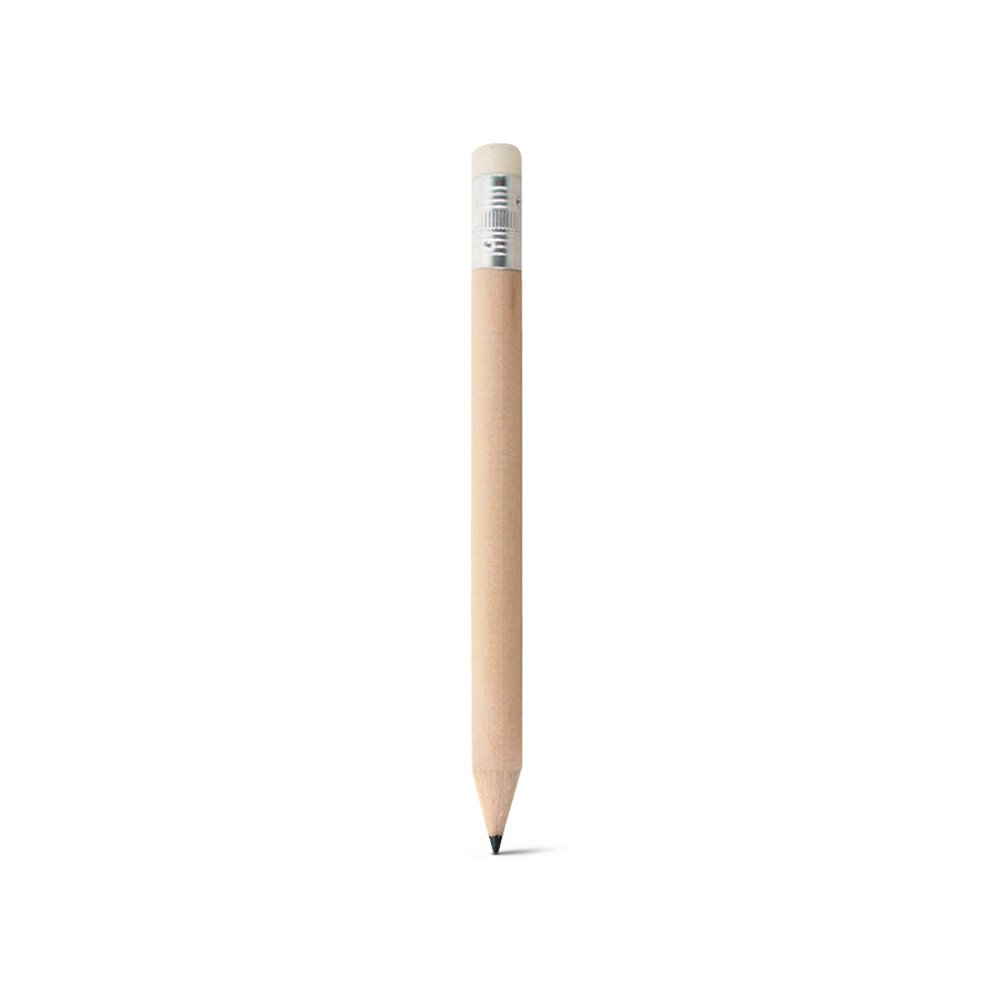 Mini lápis afiado com borracha SP-51759-150 na cor Natural claro