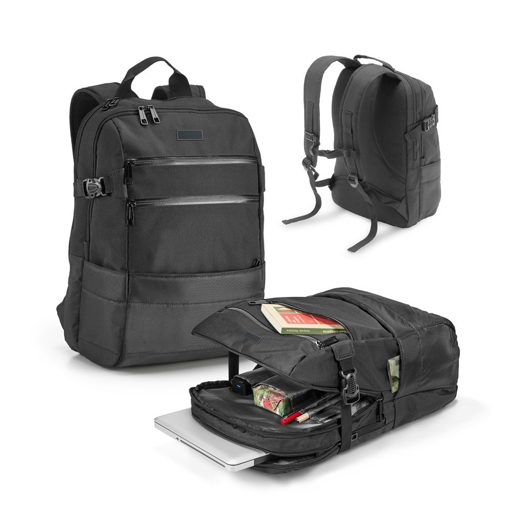 Mochila para notebook (15'6'') em 840D jacquard com dois compartimentos forrados (25 L) SP-52280-103 na cor Preto