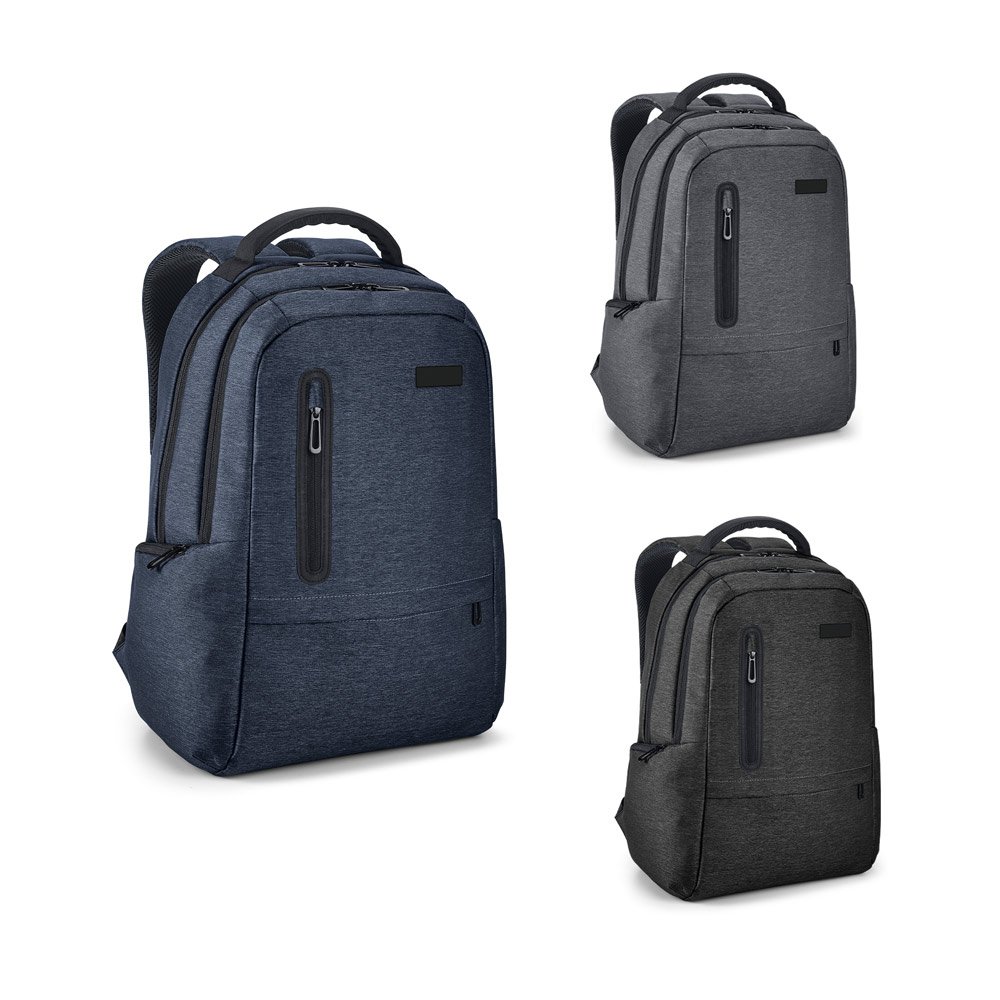 Mochila para notebook (17'') em Nylon 2Tone impermeável com dois compartimentos forrados e almofadados (20 L) SP-52675-103 na cor Preto