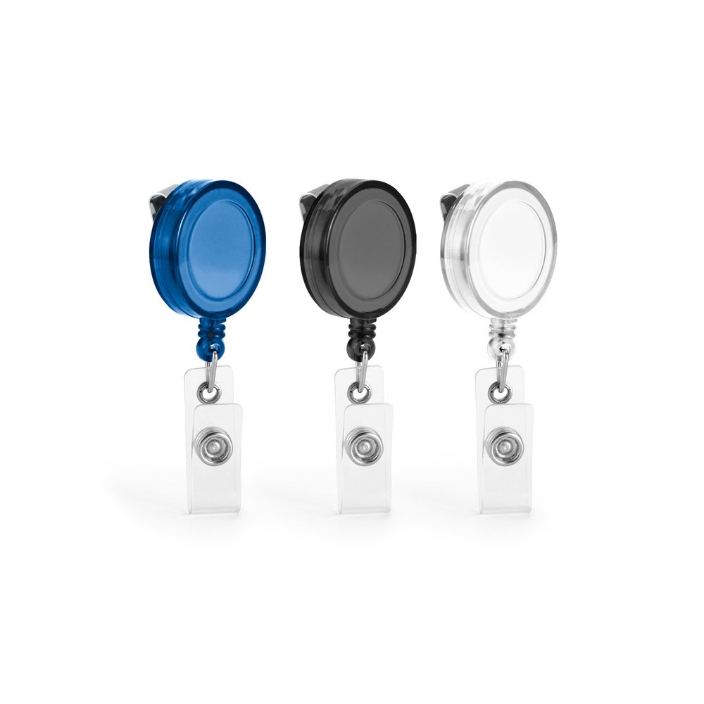 Porta crachá retratil com clipe metálico SP-53569-106 na cor Branco