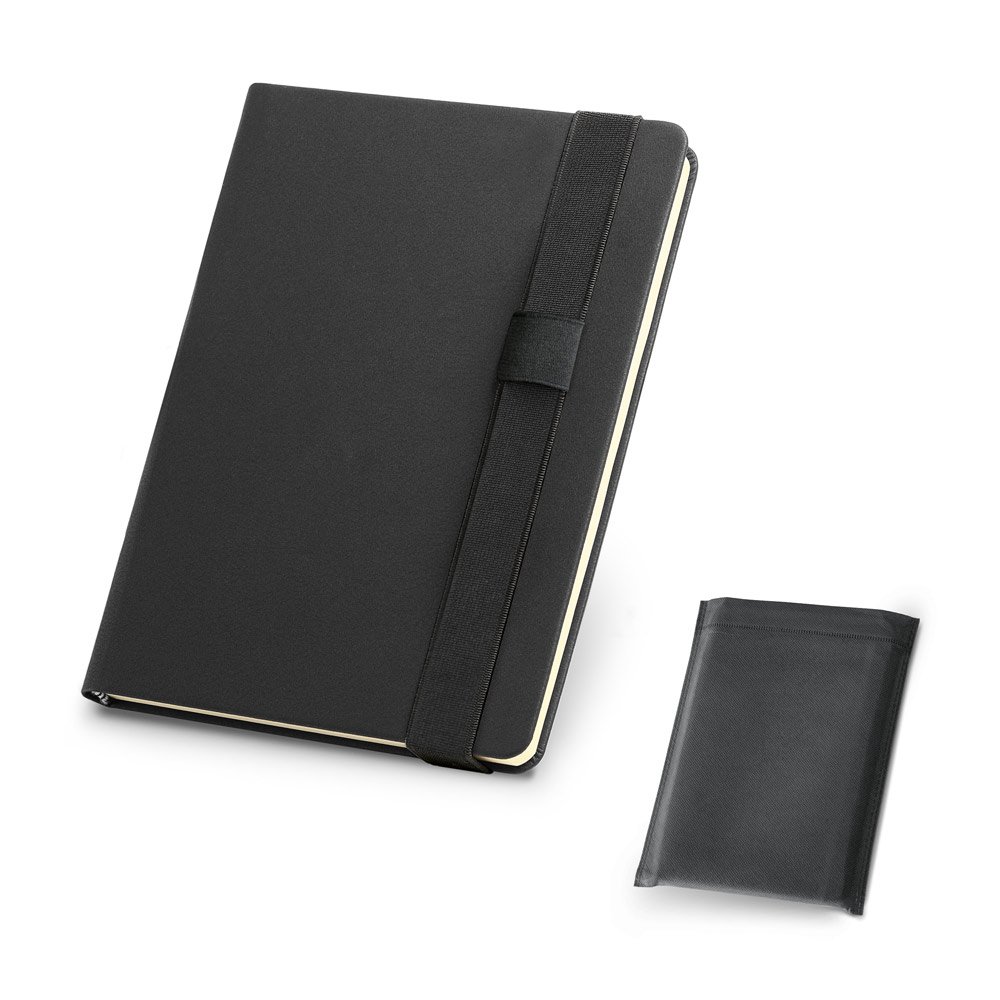 Caderno A5 de capa dura em c.sintético com páginas lisas SP-53789-103 na cor Preto