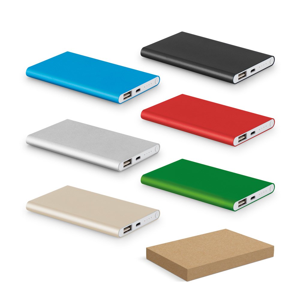 Bateria portátil slim em alumínio 100% reciclado (4'000 mAh) SP-57344-167 na cor Champanhe