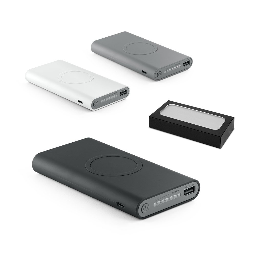 Bateria portátil por indução super-rápido em ABS (10 000 mAh) SP-57904-113 na cor Cinza