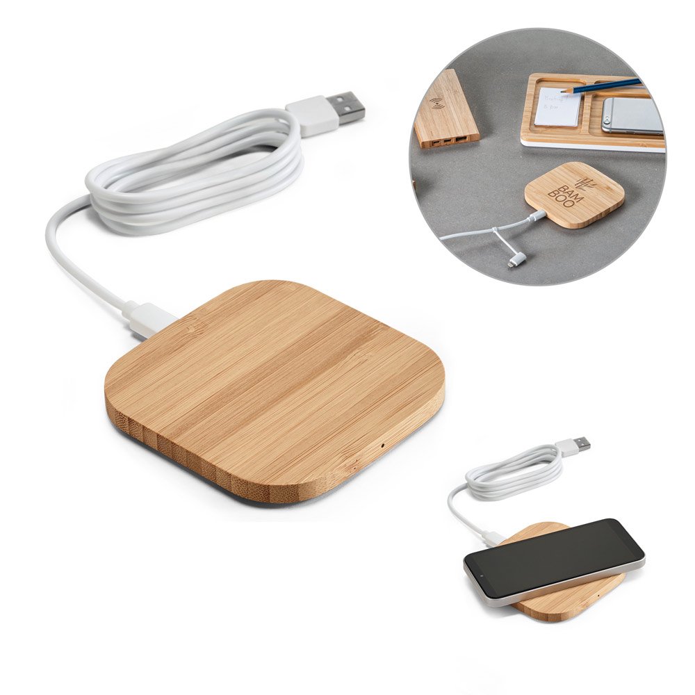 Carregador por indução super-rápido em bambu (15W) SP-57910-160 na cor Natural