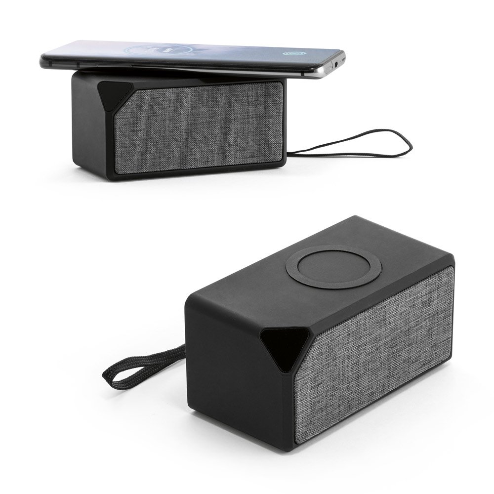 Caixa de som portátil em ABS com carregador por indução SP-57933-103 na cor Preto