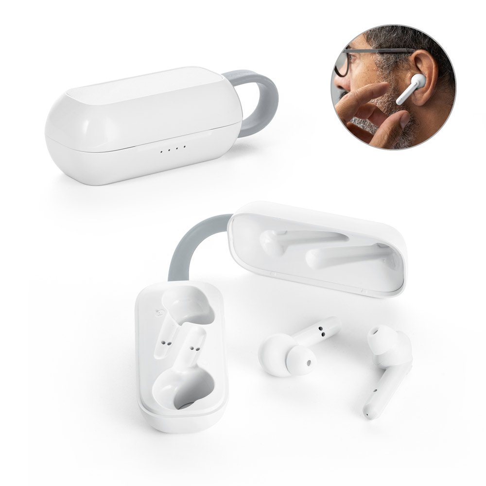 Fones de ouvido wireless com autonomia de 3h, em ABS SP-57937-123 na cor Cinza claro