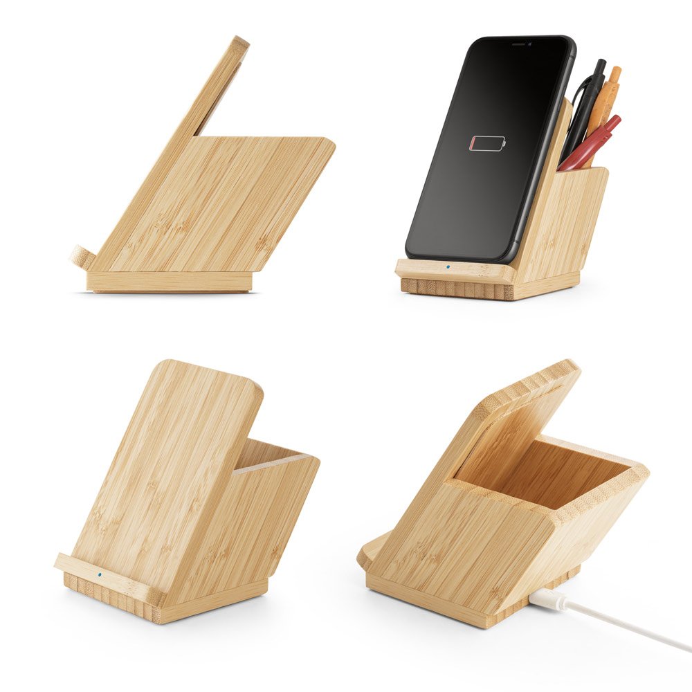 Carregador por indução super-rápido em bambu (15W) SP-57940-160 na cor Natural
