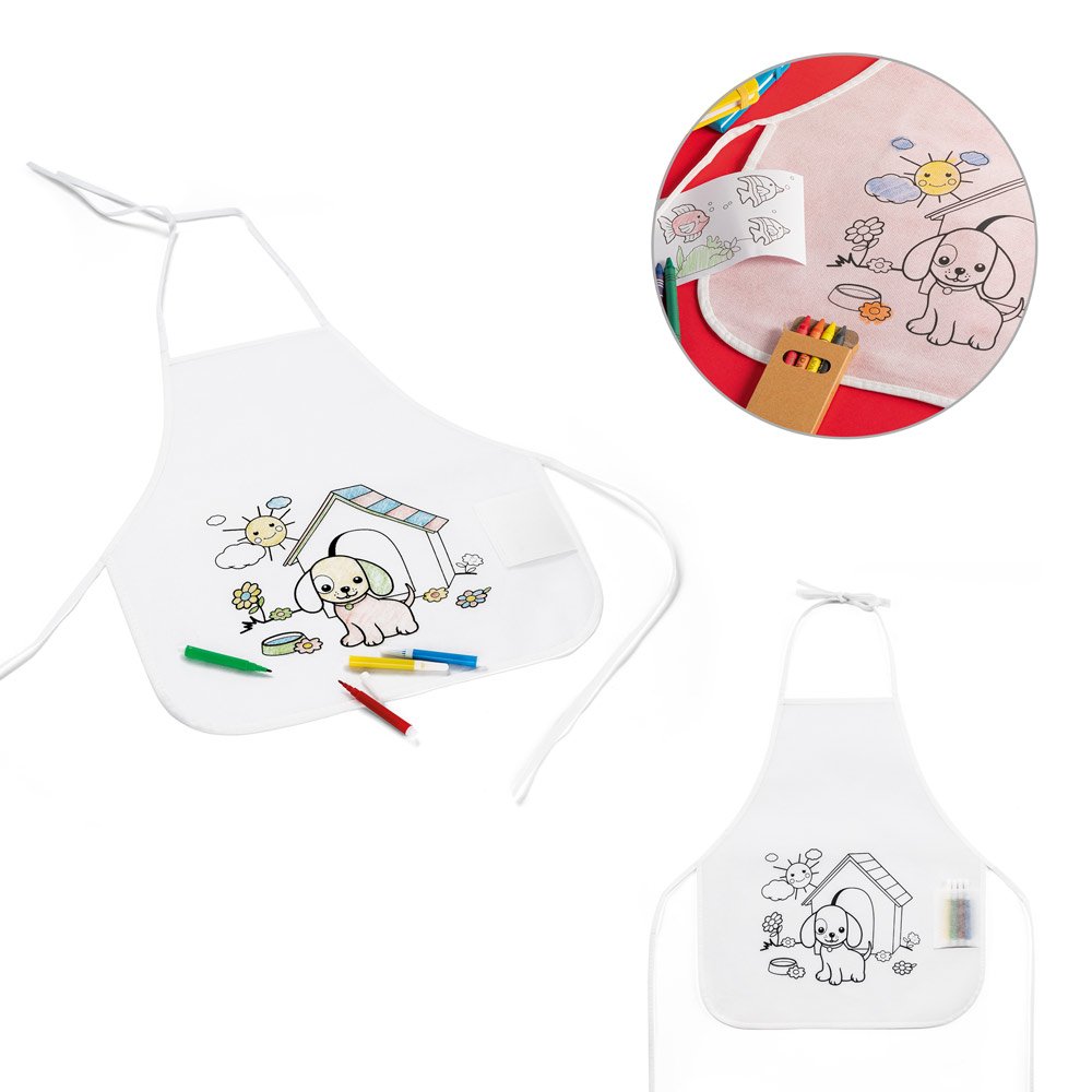 Avental de criança para colorir em non-woven (80 g/m²) SP-59834-106 na cor Branco