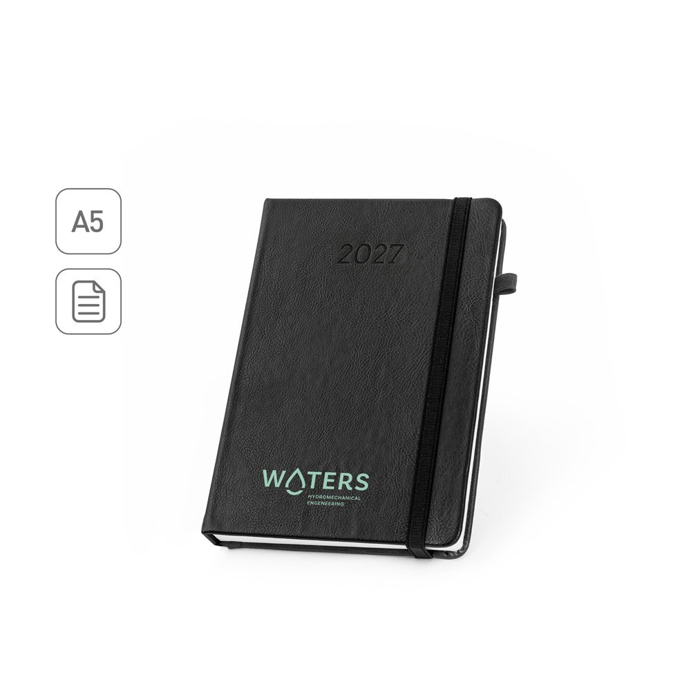 Agenda A5 em PU à base de água SP-66219-103 na cor Preto