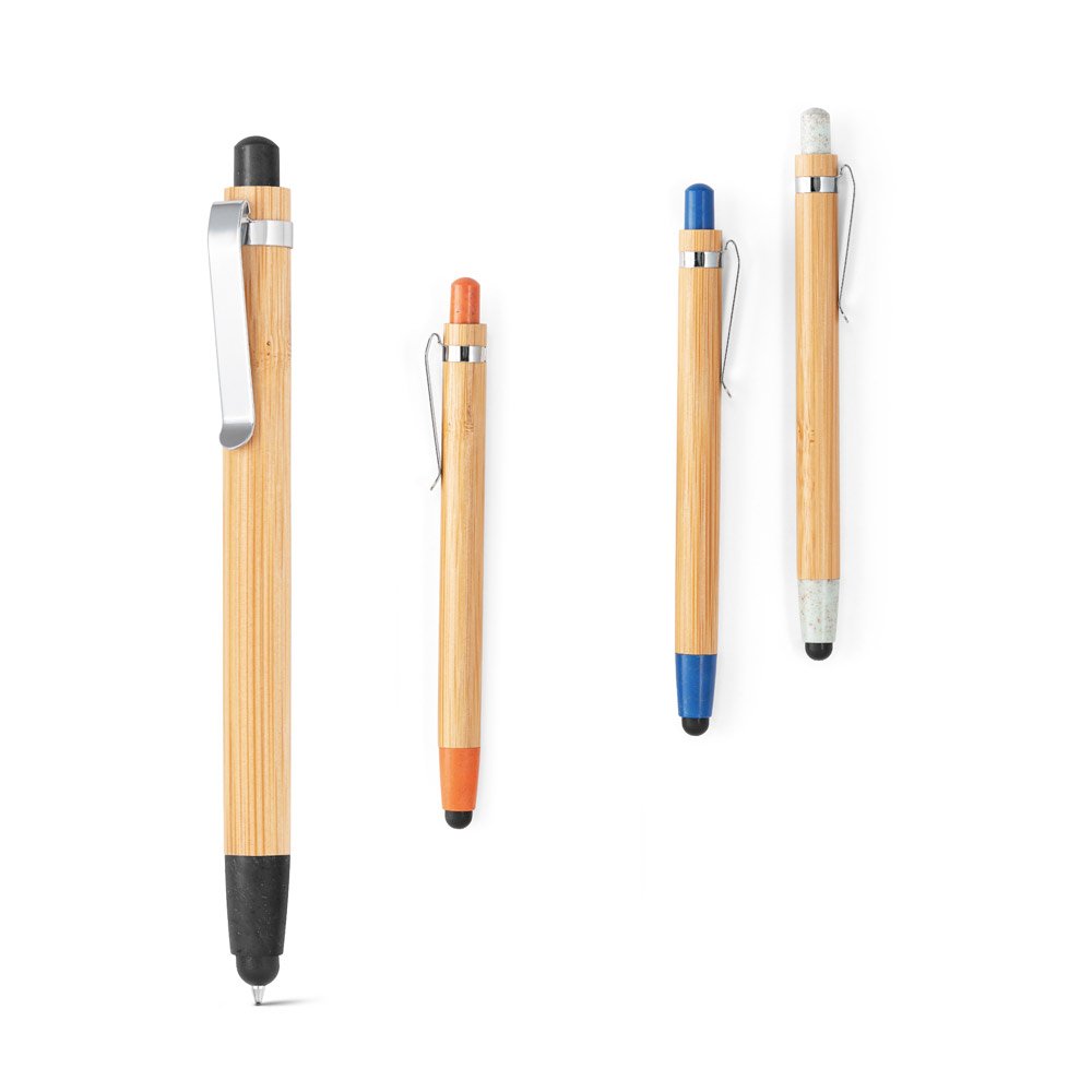 Caneta esferográfica em bambu com escrita a azul SP-81012-114 na cor Azul royal