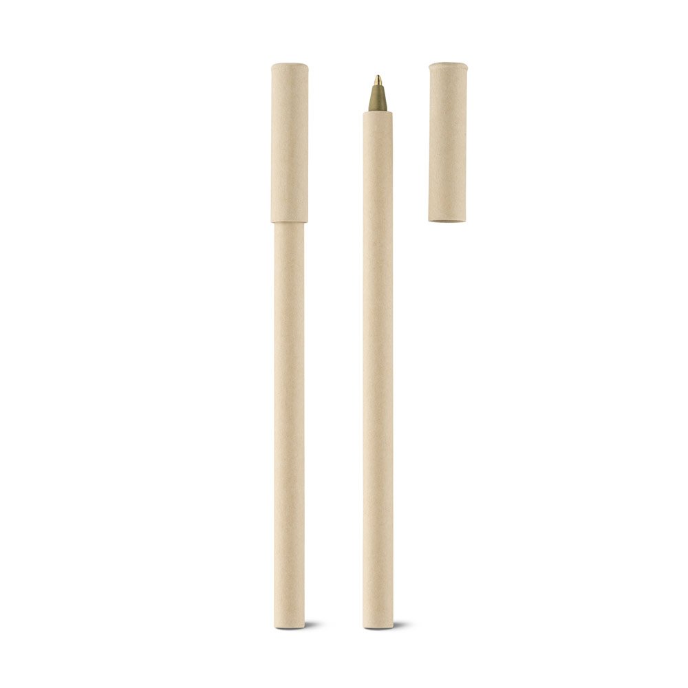 Caneta esferográfica em papel kraft com escrita em azul SP-91290-150 na cor Natural claro