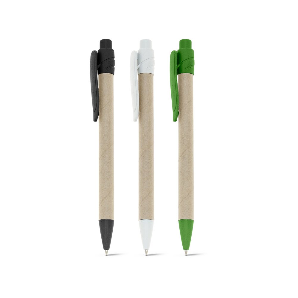 Caneta esferográfica em papel kraft reciclado com escrita em azul SP-91383-103 na cor Preto