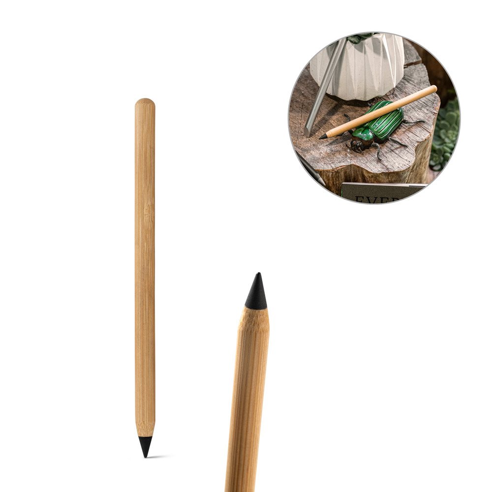 Caneta sem tinta em bambu com ponta de liga metálica SP-91773-160 na cor Natural