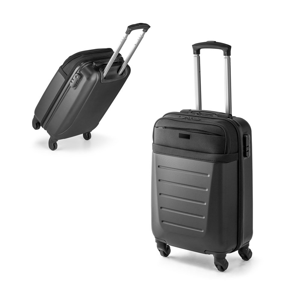 Mala de viagem executivo em ABS e 600D com 4 rodas duplas e interior forrado (33 L) SP-92090-103 na cor Preto