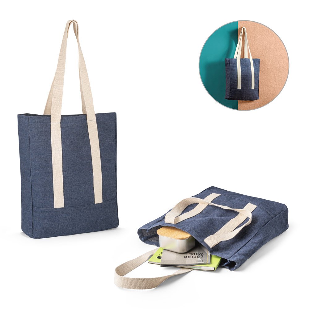 Sacola casual em denim reciclado (300 g/m²) SP-92093-104 na cor Azul
