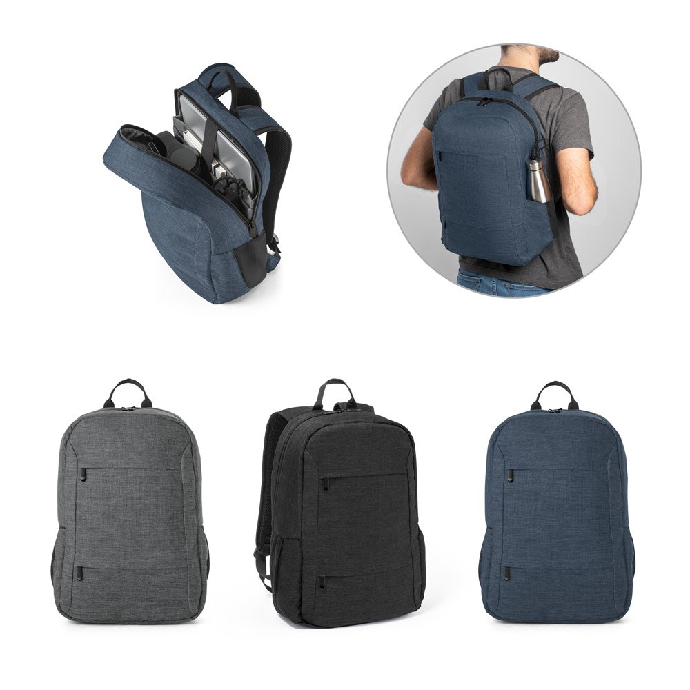 Mochila para notebook (15'6") em poliéster reciclado 300D com compartimento almofadado (18 L) SP-92098-104 na cor Azul