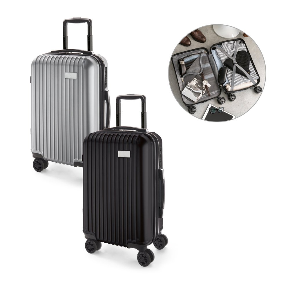 Mala de viagem executivo em ABS e PET com interior forrado (33 L) SP-92159-127 na cor Cromado satinado