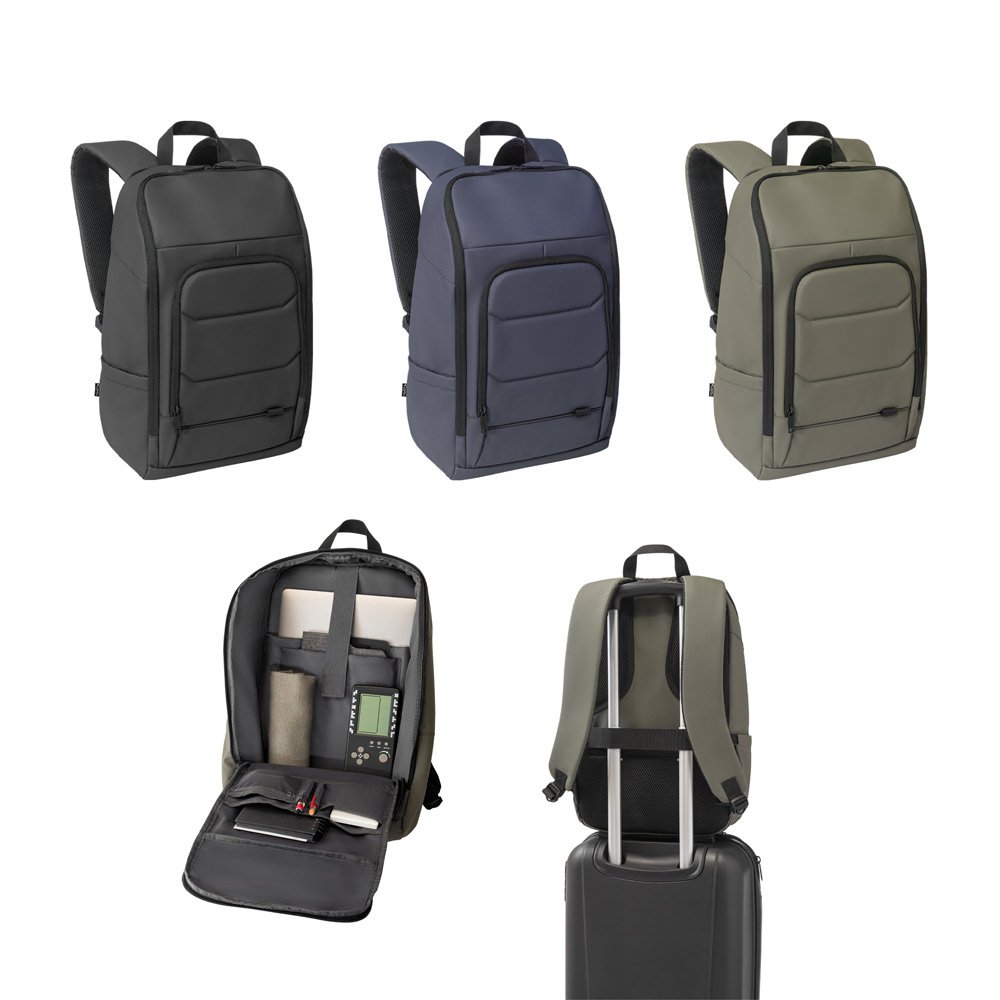 Mochila para notebook (16") em poliéster reciclado 600D de alta densidade, com revestimento resistente à água (19 L) SP-92193-104 na cor Azul