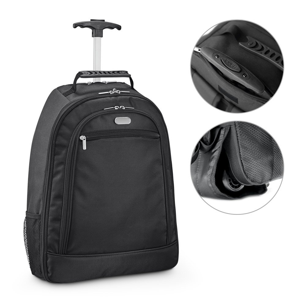 Mochila trolley para notebook (15'6'') em 1680D e 300D com 2 rodas (24 L) SP-92283-103 na cor Preto