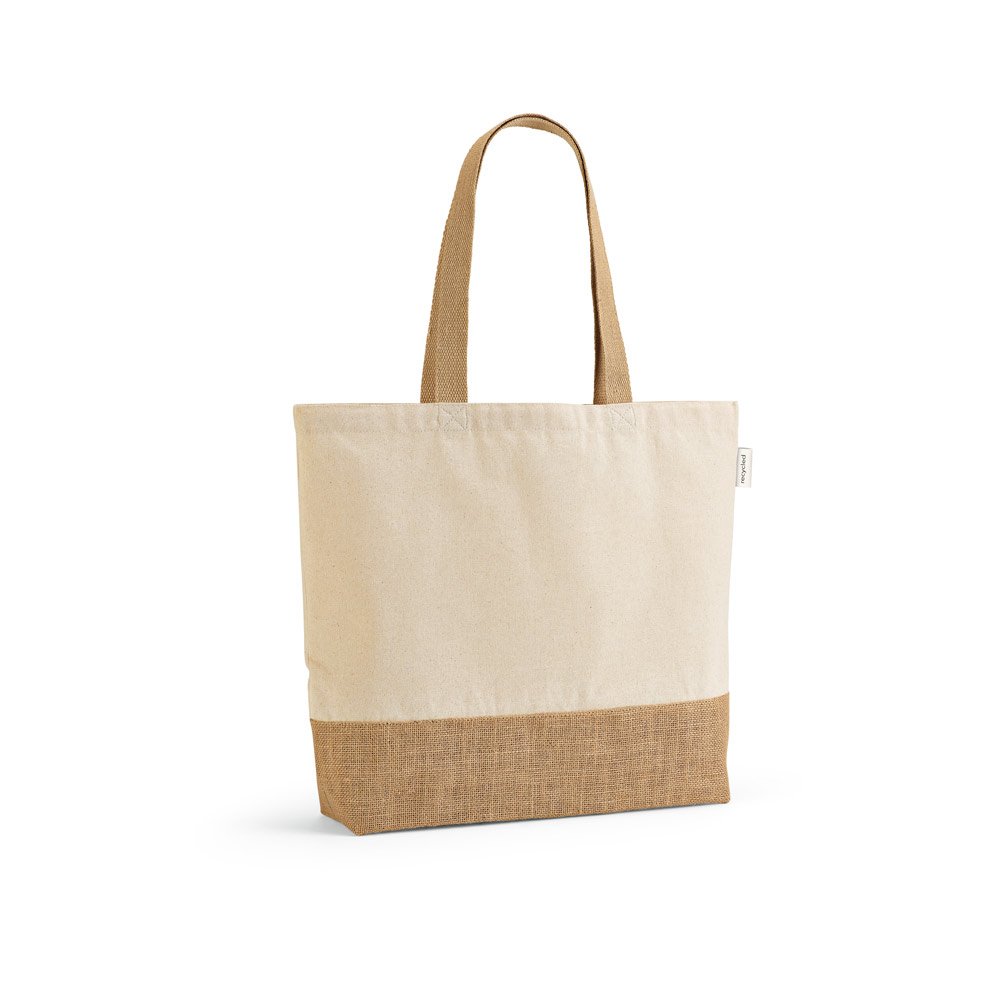 Sacola em 70% algodão reciclado e 30% poliéster reciclado (220 g/m²) com base em juta SP-92343-150 na cor Natural claro