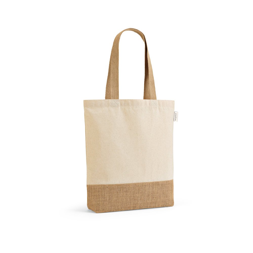 Sacola em 70% algodão reciclado e 30% poliéster reciclado (180 g/m²) com base em juta SP-92345-150 na cor Natural claro