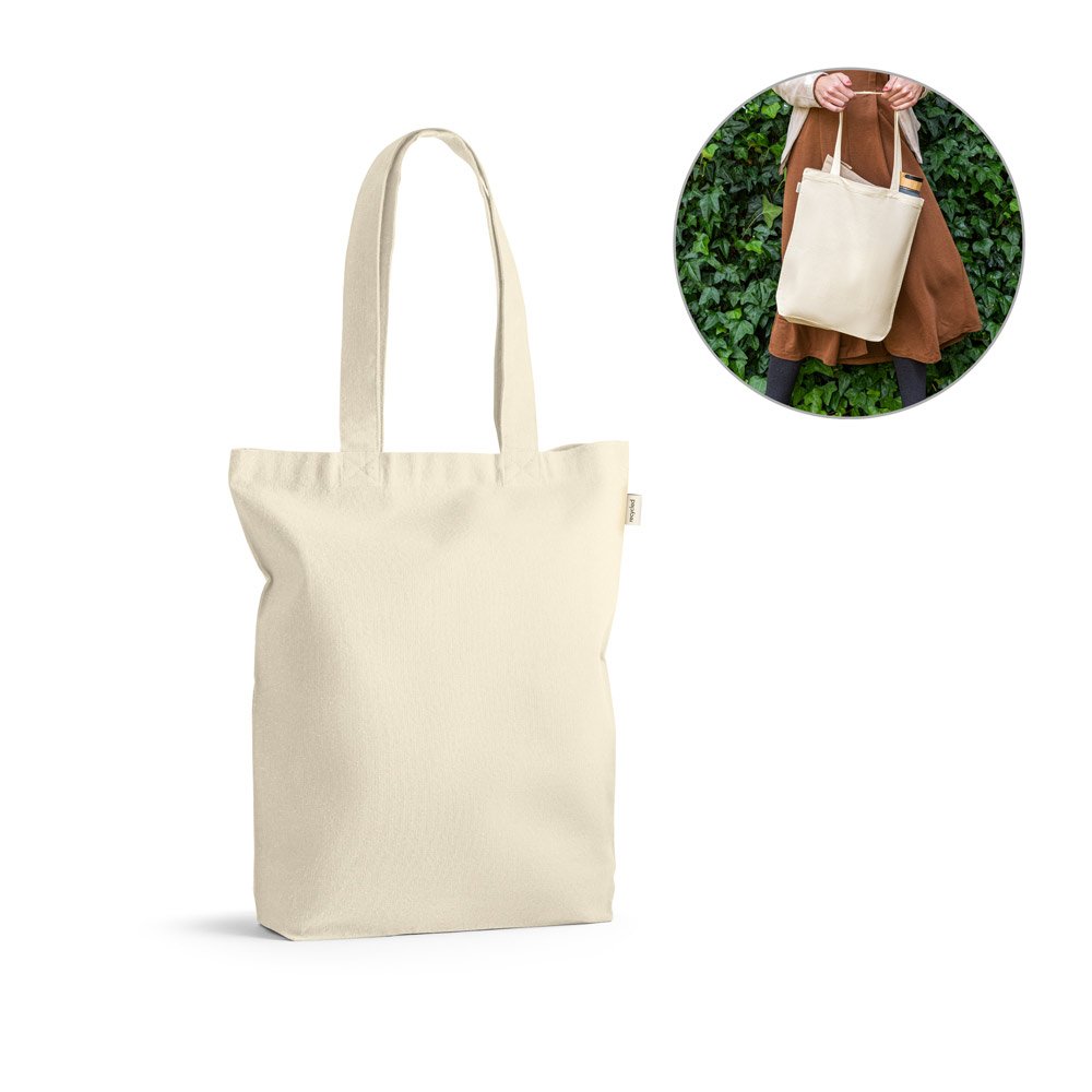 Sacola 100% algodão reciclado (220 g/m²) SP-92372-150 na cor Natural claro