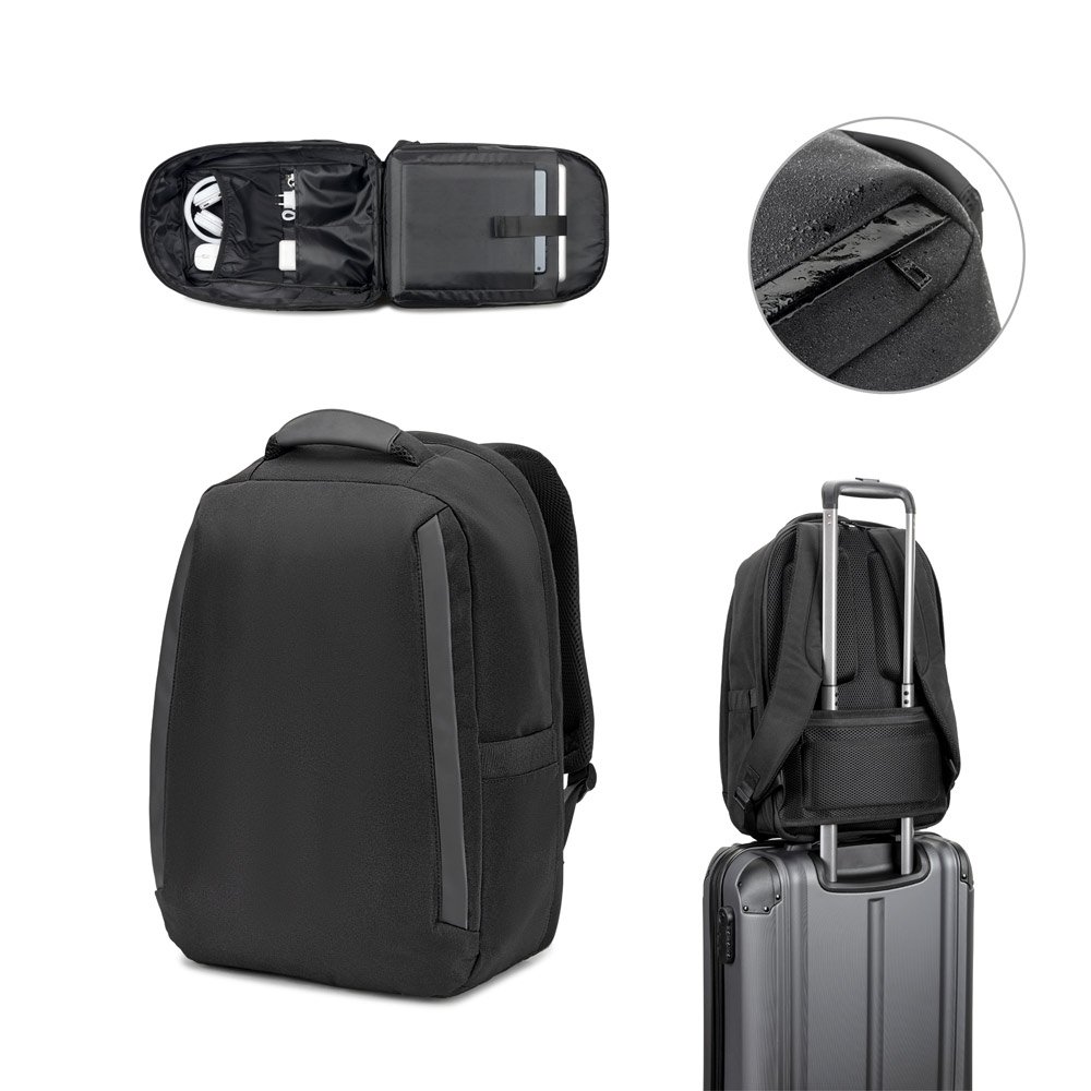 Mochila antirroubo com bolso para notebook (17'3"), em poliéster reciclado 600D twill, resistente à água (20 L) SP-92393-103 na cor Preto