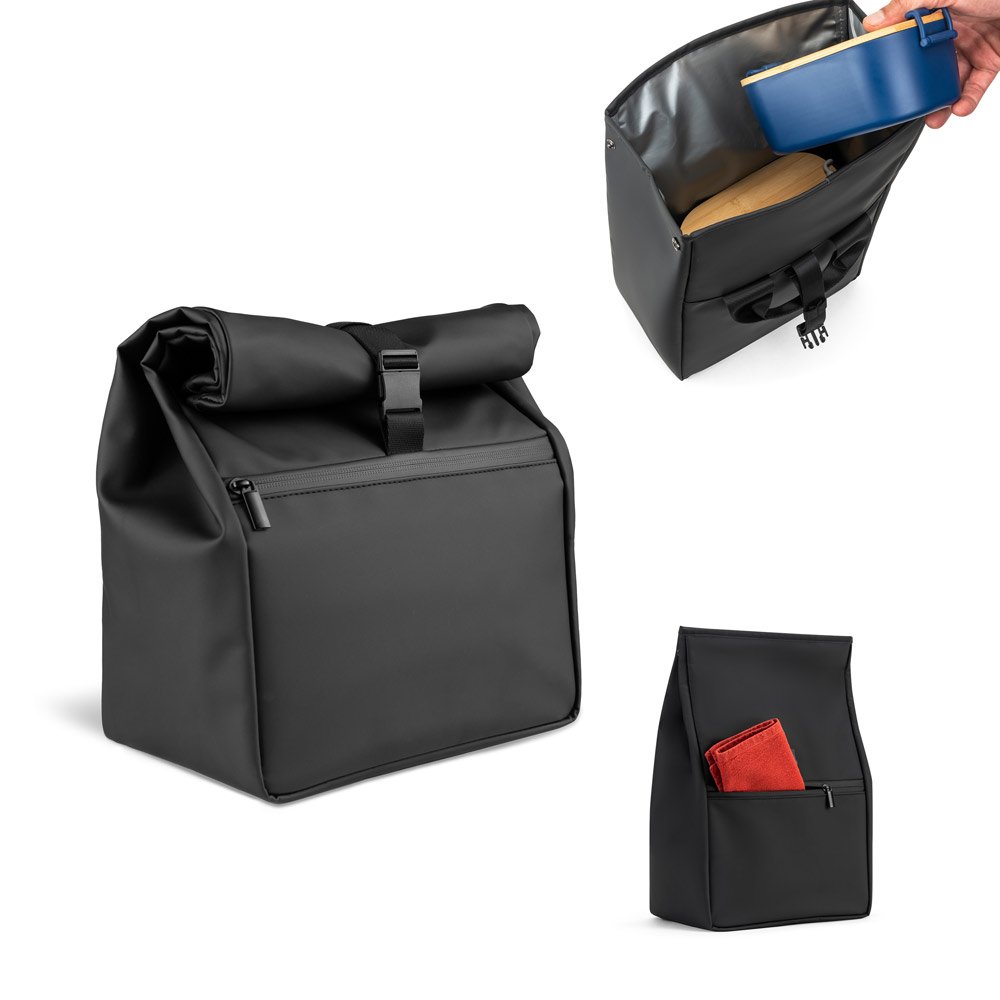 Bolsa térmica "roll top" em PU, com isolamento em PEVA (7L) SP-92580-103 na cor Preto