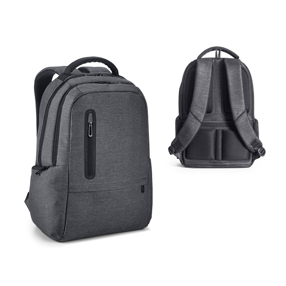 Mochila para notebook (17'') em Nylon 2Tone impermeável com dois compartimentos forrados e almofadados (20 L) SP-92675-133 na cor Cinza escuro