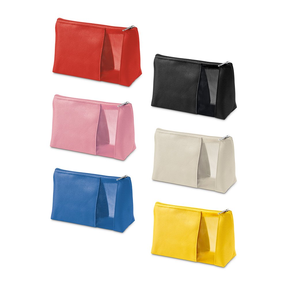 Bolsa de cosméticos em microfibra e tela mesh SP-92717-131 na cor Bege
