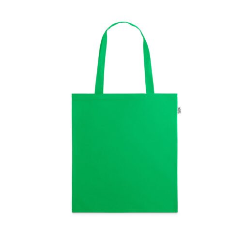 Sacola 100% poliéster reciclado 190T, produzida a partir de plástico reciclado SP-92929-109 na cor Verde