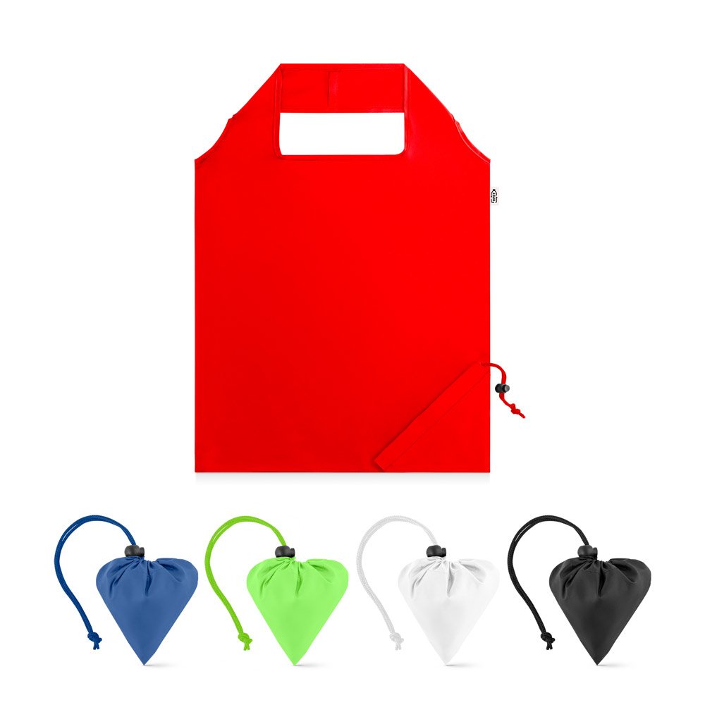 Sacola dobrável em poliéster reciclado 190T, produzida a partir de plástico reciclado SP-92930-105 na cor Vermelho